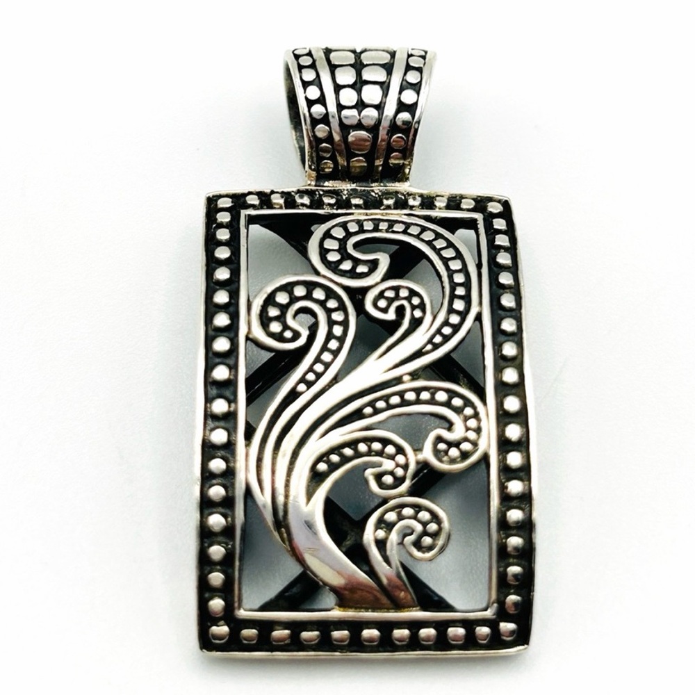 Vintage Silpada 925 Sterling Silver Paisley Rectangular Pendant S1744 EUC Signed